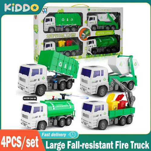 Kinder große fall feste Müllwagen Spielzeug Set Leiter LKW Lift Sprinkler Engineering Truck