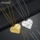 Atoztide Fashion Heart Set Pendants Engraved Name Necklace For Women Men DIY Customized Stainless