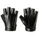 Breathable PU Leather Gloves Winter Fingerless Mittens Half Finger Gloves for Men Women Teens