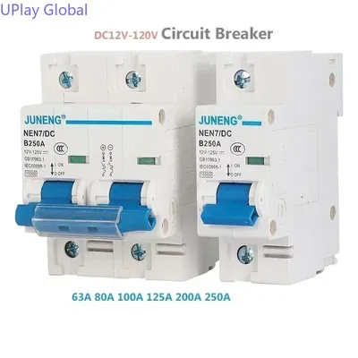 DC Circuit Breaker 1P 2P 12V24V48V60V120V Air Switch 63A 80A 100A 125A 150A 200A 250A Solar Battery Circuit Breaker