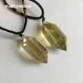 Runyangshi 1pc Natürliche stein Anhänger citrin kristall punkt Hexagonal Zauberstab Halskette