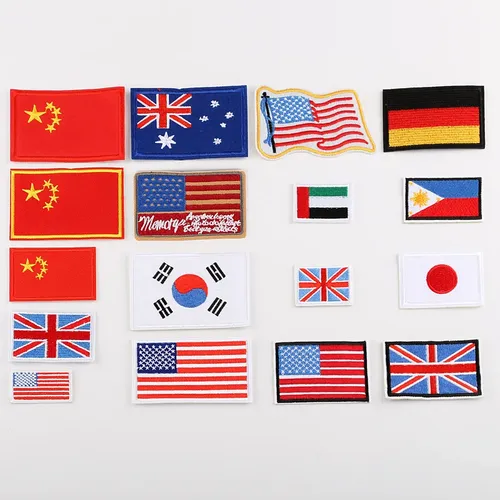 1PC günstige Gestickte günstige China Deutschland Japan welt land Flagge Patch Nähen Auf Kleidung