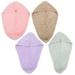 NUOLUX 4Pcs Portable Dry Hair Hats Quick Drying Hair Towels Home Solid Color Bath Caps