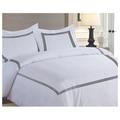 YhbSmt Soft Brushed 600TC Egyptian Cotton Duvet Cover Set With 3-Line Embroidery. Size:King/California King Color:Dark Grey