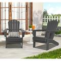 FHFO Adirondack Chairs set of 2 Patio Outdoor Chairs Fire Pit Chairs Plastic Resin Deck Chair Weather Resistant Lounge Chair ï¼ˆGray)