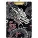 Hyjoy White Dragon Black Clipboard - Durable Clipboards with Low Profile Metal Clip for Nurses School Office A4 Size 9 x 12.5 Acrylic Clip Boards