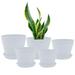 Plant Pots with Drainage Holes and Tray Decorative Flower Pots for House Garden Plants-white