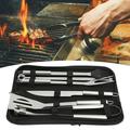 10Pcs/Set Portable Stainless Steel Barbecue Grill Tools Utensils Kit Kitchen Accessory