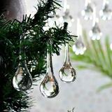 Clear Glass Ornaments- 50 Piece- Clear Glass Teardrop Christmas Ornaments- Hanging Crystals for Centerpieces- Christmas Crystal Ornaments- Chandelier Drop- Drop Ornaments- Crystal Ornaments