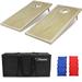 GoSports Tough Toss All Weather Cornhole Outdoor Game - 2 Regulation Size Boards 8 Bean Bags and Carry Case - Wood Design