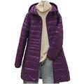 Diufon Winter Long Puffer Jacket for Women Thermal Long Sleeve Hoodies Outwear Lightweight Down Coats