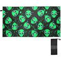 Dreamtimes Beach Towels Alien Camping Towels Galaxy Green Sand Free Beach Towel 30 x60 Large Beach Towels Quick Dry Bath Travel Towels Pool Yoga Beach Mat for Men Women