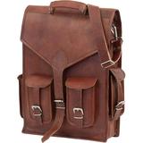 Rajeriya-15 Vintage leather backpack Laptop Messenger Lightweight Rusksack Sling Bag Men (11 (W) x 15 (H)) Brown