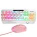 Anivia Pink Keybaord USB Gaming Keyboards and Mouse Combo Fully 104 Key Rainbow Backlit Keyboard and Mouse Set Computer Keyboard USB Wired Mouse for Windows PC Gamers -White & Pink(Ship from USA)