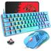 T60 60% Mechanical Keyboard&Mouse Set 62 Keys Wired Gaming Keyboard 19 Rainbow Backlit + 6400DPI RGB Ultra-Light Mice+Mouse Pad For Laptop/MAC-Blue/Red Switch