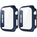 2 Pack Matte Blue 45mm Case for Apple Watch Series 9 8 7 45mm Tempered Glass Screen Protector Case Full Coverage Hard Pc Shockproof Iwatch Cover Bumper (45mm Blue+Blue)