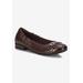 Wide Width Women's Trista Flat by Easy Street in Brown Leather Patent (Size 11 W)