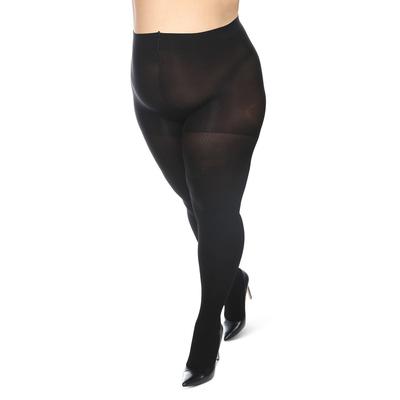 Plus Size Women's Memoi Rib Opaque Control Top Tights by MeMoi in Black (Size 14/16)