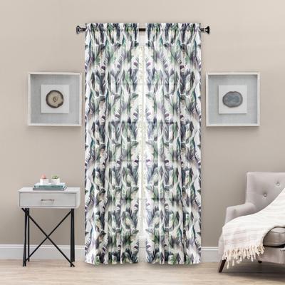 Wide Width Tropic Curtain Tailored Panel by Ellis Curtains in Green (Size 48
