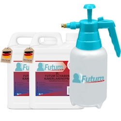 FUTUM 2x2L Schabenspray / Kakerlakenspray bekämpft Insekten, Eier, Larven ohne Biozide auf Wasserbasis, Sofortwirkung ohne Flecken + 2L Sprüher Image