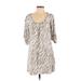 Gap Outlet Casual Dress - Mini Scoop Neck 3/4 sleeves: Gray Zebra Print Dresses - Women's Size Small