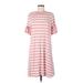 Suzanne Betro Casual Dress - A-Line Crew Neck Short sleeves: Pink Stripes Dresses - Women's Size Medium