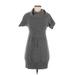 Ann Taylor LOFT Casual Dress - Sweater Dress Cowl Neck Short sleeves: Gray Print Dresses - Women's Size Medium Petite
