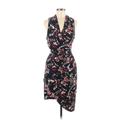 Nicole by Nicole Miller Casual Dress - Wrap V Neck Sleeveless: Black Floral Dresses - Women's Size 6