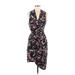 Nicole by Nicole Miller Casual Dress - Wrap: Black Floral Dresses - Women's Size 6