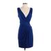 Trina Turk Casual Dress - Wrap: Blue Solid Dresses - Women's Size 0