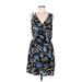 Collective Concepts Casual Dress - Mini V Neck Sleeveless: Black Floral Dresses - Women's Size Medium