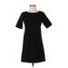 Ann Taylor Casual Dress - Mini Crew Neck Short sleeves: Black Solid Dresses - Women's Size 00 Petite