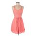 Princess Vera Wang Casual Dress - A-Line Scoop Neck Sleeveless: Pink Print Dresses - Women's Size Medium