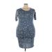 Lularoe Casual Dress - Bodycon Scoop Neck Short sleeves: Blue Dresses - Women's Size 3X