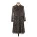 Just... Taylor Casual Dress - A-Line High Neck 3/4 sleeves: Brown Leopard Print Dresses - Women's Size 4