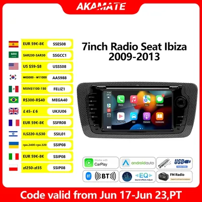 Autoradio pour Seat Ibiza 2009-2013 lecteur de limitation CarPlay Android Auto navigation GPS