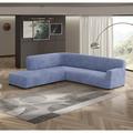 PAULATO by GA.I.CO. Microfibra Collection Left Open End Sectional Sofa Cover w/ Ottoman - Easy To Clean & Durable | Wayfair microfibraCOL-blue3