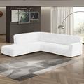 PAULATO by GA.I.CO. Microfibra Collection Left Open End Sectional Sofa Cover w/ Ottoman - Easy To Clean & Durable | Wayfair microfibraCOL-white12