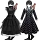 Robe de Princesse Addams pour Enfant Tenue de brevdu Mercredi Noir Costume d'Horreur d'Halloween