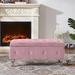 House of Hampton® Jalaiah Velvet Upholstered Storage Bench Upholstered in Pink | 17.7 H x 38.2 W x 18.1 D in | Wayfair