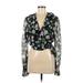 Louna Long Sleeve Blouse: Green Print Tops - Women's Size Medium