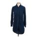 Splendid Casual Dress - Shirtdress Collared 3/4 sleeves: Blue Print Dresses - Women's Size X-Small