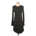 Lou & Grey Casual Dress - Sweater Dress: Black Stripes Dresses - Women's Size X-Small