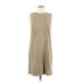 Talbots Casual Dress - Shift Crew Neck Sleeveless: Tan Print Dresses - Women's Size 6