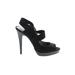 Levity Heels: Slingback Stilleto Cocktail Black Print Shoes - Women's Size 9 - Peep Toe