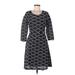 ECI Casual Dress - A-Line: Black Grid Dresses - Women's Size 8