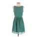 Forever 21 Casual Dress - A-Line Crew Neck Sleeveless: Teal Dresses - Women's Size Small