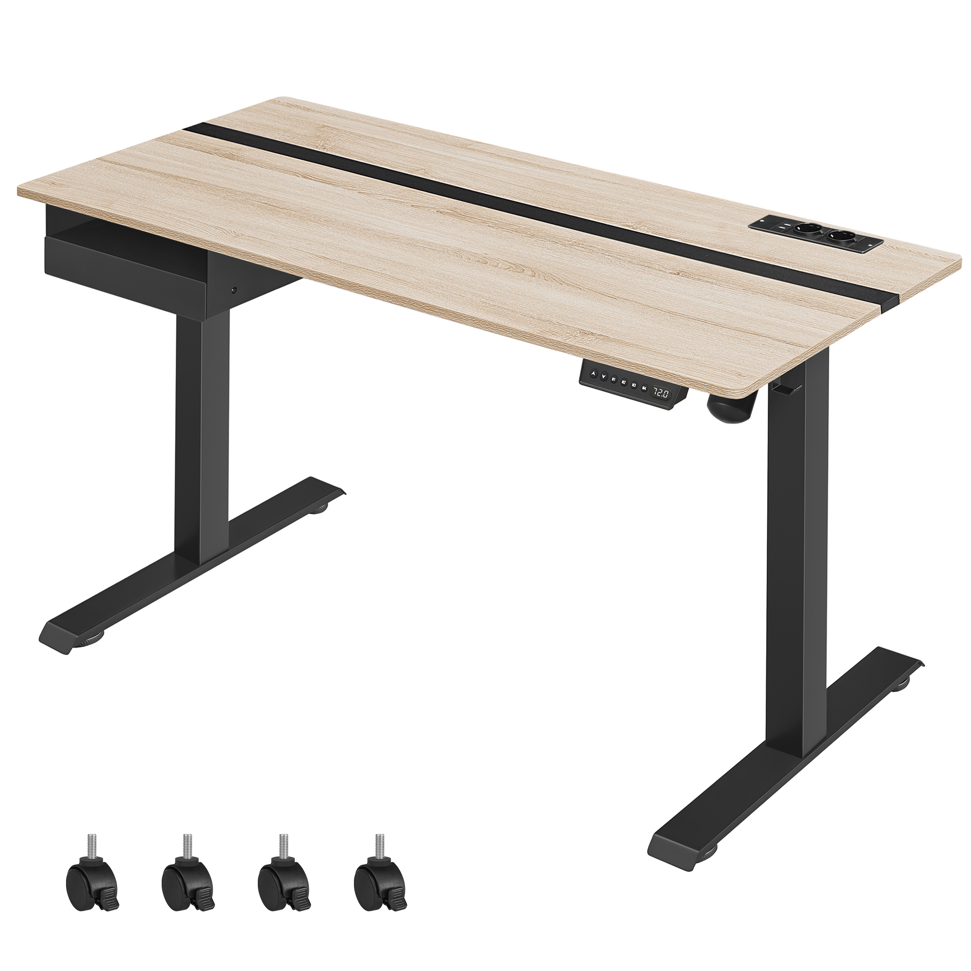 Bureau assis-debout électrique effet bois noir