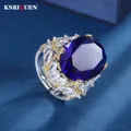Vintage 15*20mm Sapphire Rings for Women Gemstone High Carbon Diamond Wedding Band Party Cocktail