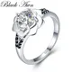 Flower 2024 New Romantic Silver Color fashion jewelry Engagement Black Spinel Engagement Ring for